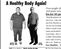 Thumbnail of black and white ad for Slim4Life testimonial depicting a man who lost weight.